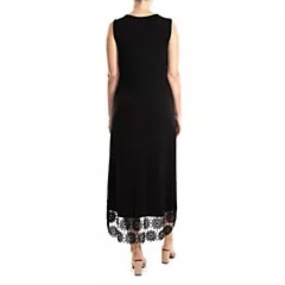 Nina Leonard Non-Iron Crochet-Hem Midi Dress in Black – Size Large – NWT - Picture 4 of 8